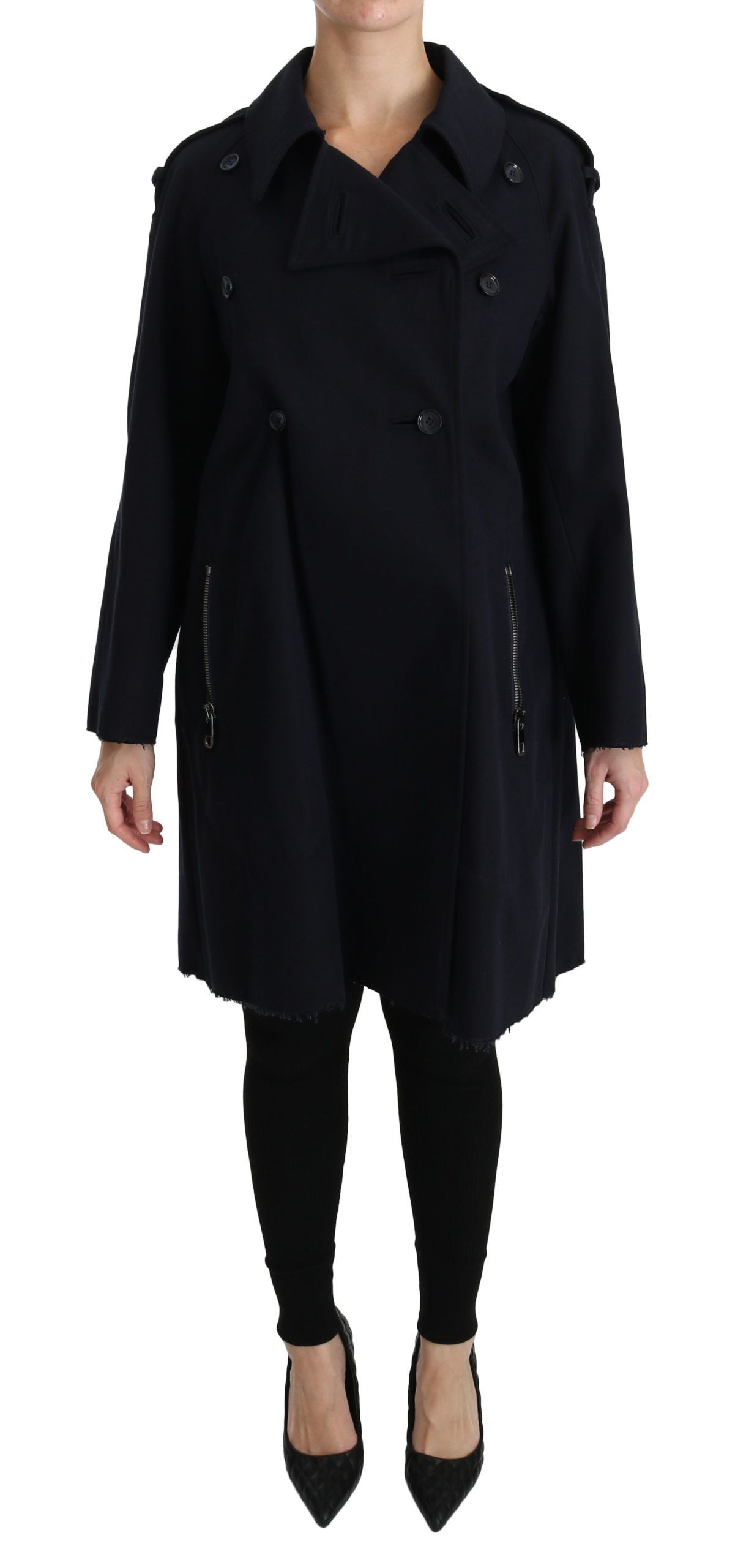 Dolce & Gabbana Coat Blue Cotton Women Trench Coat